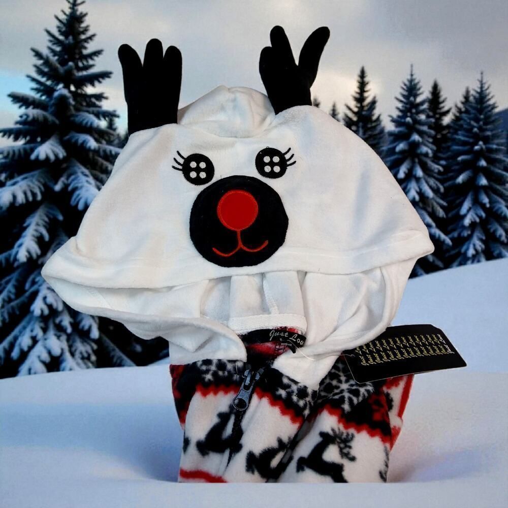 Just Love Women's New One Pc. Zip Up Reindeer Pajamas - Size: Large